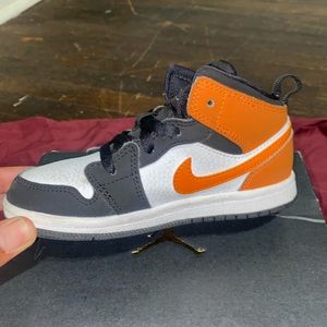 Toddler Size 10 Orange , Black & White Jordan Ones